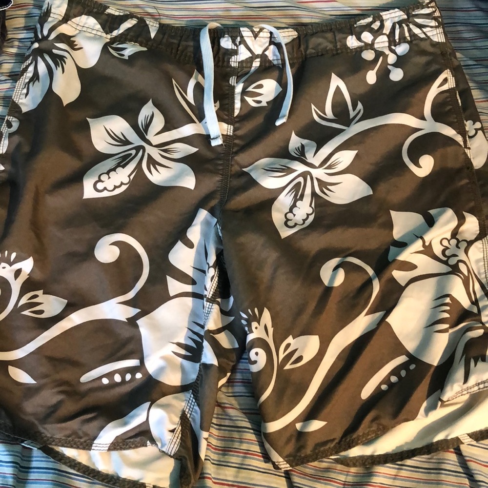 Olive green bathing suit shorts